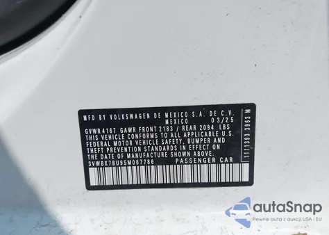 2025 Volkswagen Jetta 1.5T Sport из США, поврежденный, VIN 3VWBX7BU9SM067786